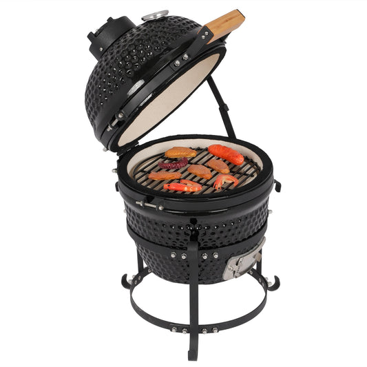 13In Round Ceramic Barbecue Charcoal Grill Red/Black